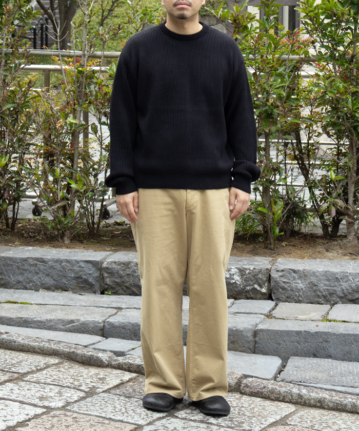 【INTÉRIM】WOOL SILK CASHMERE DEADSTOCK YARN DOUBLE RIB CREW SWEATER / インテリム ウール シルク カシミヤ デッドストック ダブルリブ クルー セーター 両畦ニット 2025AW 2025秋冬 正規取扱店 神奈川 鎌倉 オンラインショップ 通販
