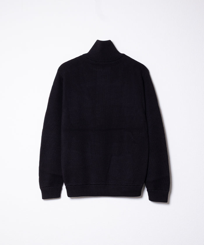 【INTÉRIM】WOOL SILK CASHMERE DEADSTOCK YARN DOUBLE RIB HALF ZIP KNIT / インテリム ウール シルク カシミヤ デッドストック ヤーン ダブルリブ ハーフジップ ニット プルオーバー 2025AW 2025秋冬 正規取扱店 神奈川 鎌倉 オンラインショップ 通販