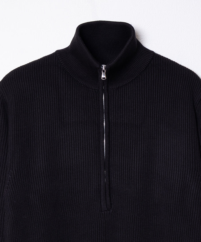 【INTÉRIM】WOOL SILK CASHMERE DEADSTOCK YARN DOUBLE RIB HALF ZIP KNIT / インテリム ウール シルク カシミヤ デッドストック ヤーン ダブルリブ ハーフジップ ニット プルオーバー 2025AW 2025秋冬 正規取扱店 神奈川 鎌倉 オンラインショップ 通販