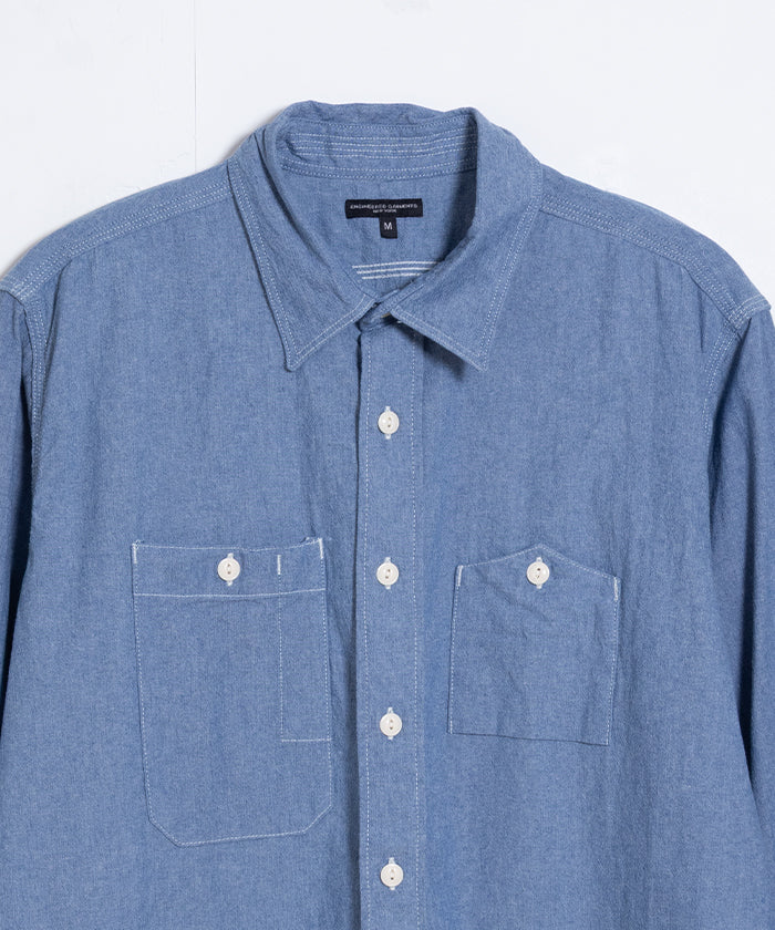 【ENGINEERED GARMENTS】WORK SHIRT 4.5OZ COTTON CHAMBRAY - INDIGO / エンジニアードガーメンツ ワークシャツ 山ポケ シャンブレーシャツ アメリカ製 2025AW 2025秋冬 正規取扱店 神奈川 鎌倉 オンラインショップ 通販
