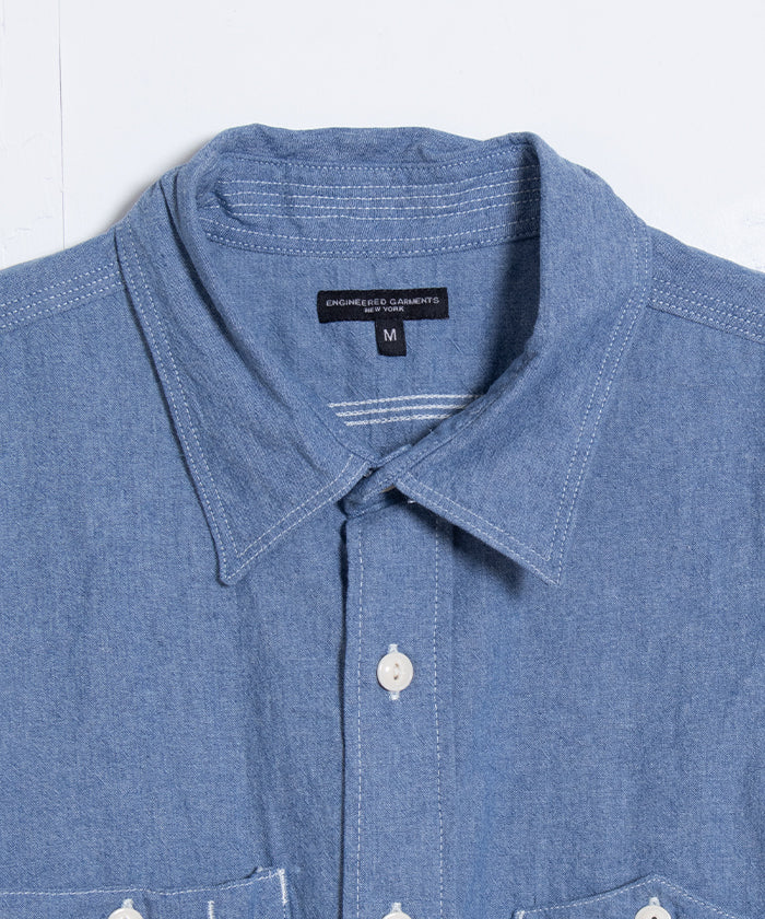 【ENGINEERED GARMENTS】WORK SHIRT 4.5OZ COTTON CHAMBRAY - INDIGO / エンジニアードガーメンツ ワークシャツ 山ポケ シャンブレーシャツ アメリカ製 2025AW 2025秋冬 正規取扱店 神奈川 鎌倉 オンラインショップ 通販