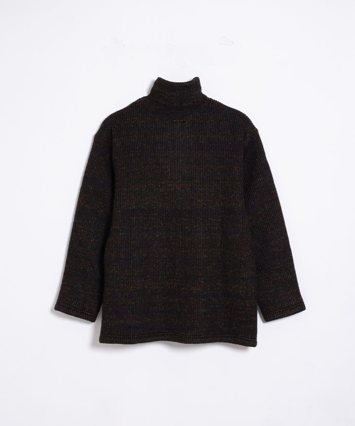 【ENGINEERED GARMENTS】ZIP MOCK NECK WOOL POLY NEP SWEATER KNIT - BROWN / エンジニアードガーメンツ ジップ モックネック ウールポリ ネップ セーター ニット 2025AW 2025秋冬 正規取扱店 神奈川 鎌倉 オンラインショップ 通販