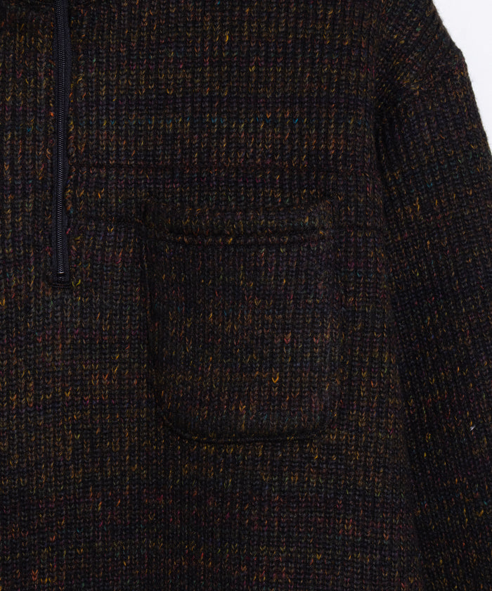 【ENGINEERED GARMENTS】ZIP MOCK NECK WOOL POLY NEP SWEATER KNIT - BROWN / エンジニアードガーメンツ ジップ モックネック ウールポリ ネップ セーター ニット 2025AW 2025秋冬 正規取扱店 神奈川 鎌倉 オンラインショップ 通販