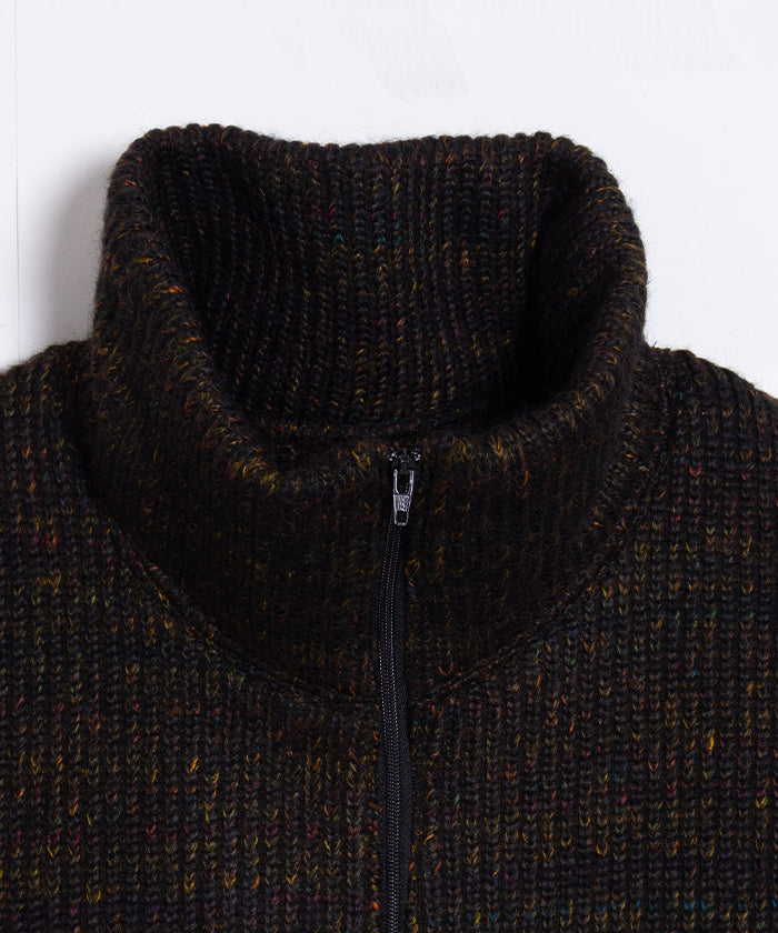 【ENGINEERED GARMENTS】ZIP MOCK NECK WOOL POLY NEP SWEATER KNIT - BROWN / エンジニアードガーメンツ ジップ モックネック ウールポリ ネップ セーター ニット 2025AW 2025秋冬 正規取扱店 神奈川 鎌倉 オンラインショップ 通販