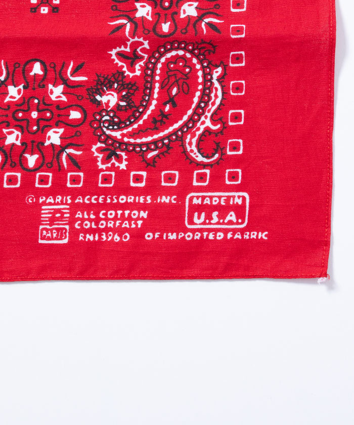1980-90's USA BANDANA RN13960 PARIS ACCESSORIES DEADSTOCK - RED - A'r139 Kamakura