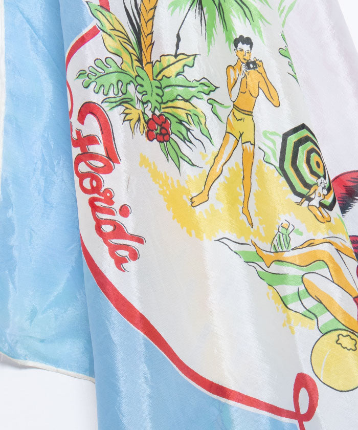 1950’s SOUVENIR SCARF FLORIDA LIGHT BLUE - A'r139 Kamakura