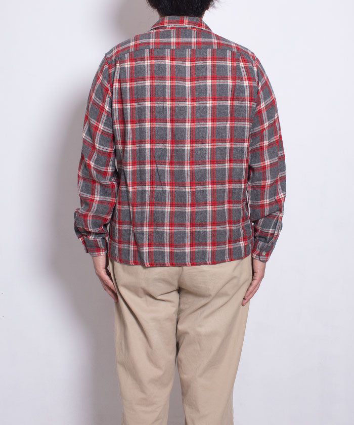 1950-60's UNKNOWN WOOL LOOP COLLAR SHIRT GREY CHECK - A'r139 Kamakura