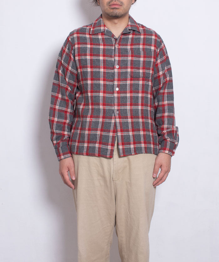 1950-60's UNKNOWN WOOL LOOP COLLAR SHIRT GREY CHECK - A'r139 Kamakura