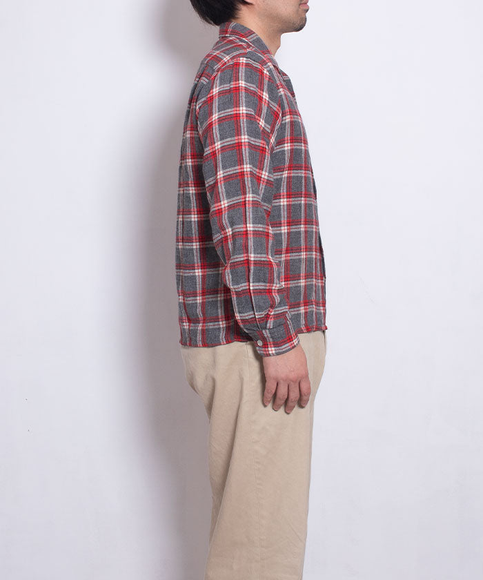 1950-60's UNKNOWN WOOL LOOP COLLAR SHIRT GREY CHECK - A'r139 Kamakura
