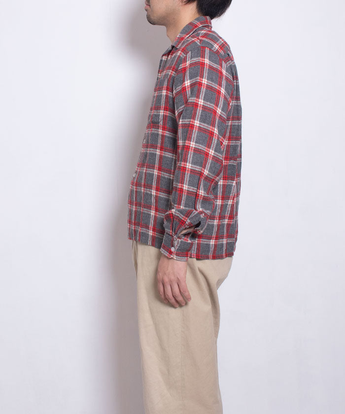 1950-60's UNKNOWN WOOL LOOP COLLAR SHIRT GREY CHECK - A'r139 Kamakura