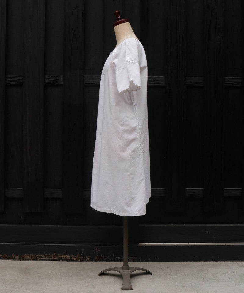 FRENCH ANTIQUE COTTON SHORT SLEEVE NIGHTDRESS - A'r139 Kamakura