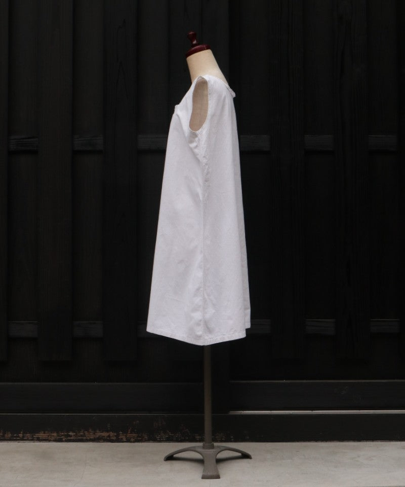 FRENCH ANTIQUE COTTON SLEEVELESS NIGHTDRESS - A'r139 Kamakura