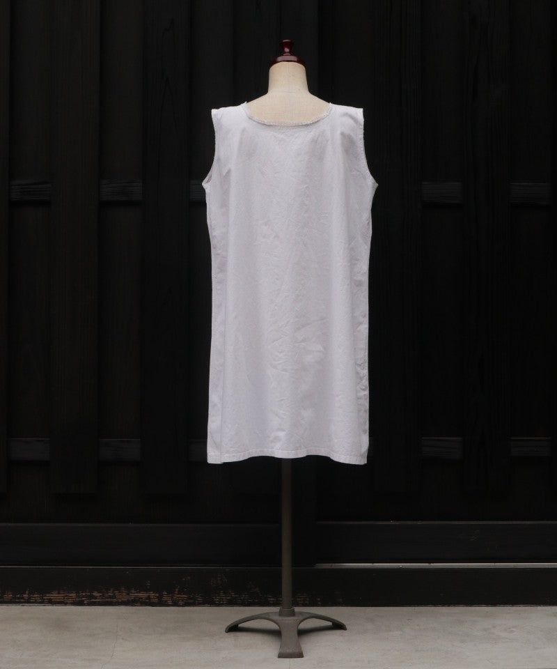 FRENCH ANTIQUE COTTON SLEEVELESS NIGHTDRESS - A'r139 Kamakura