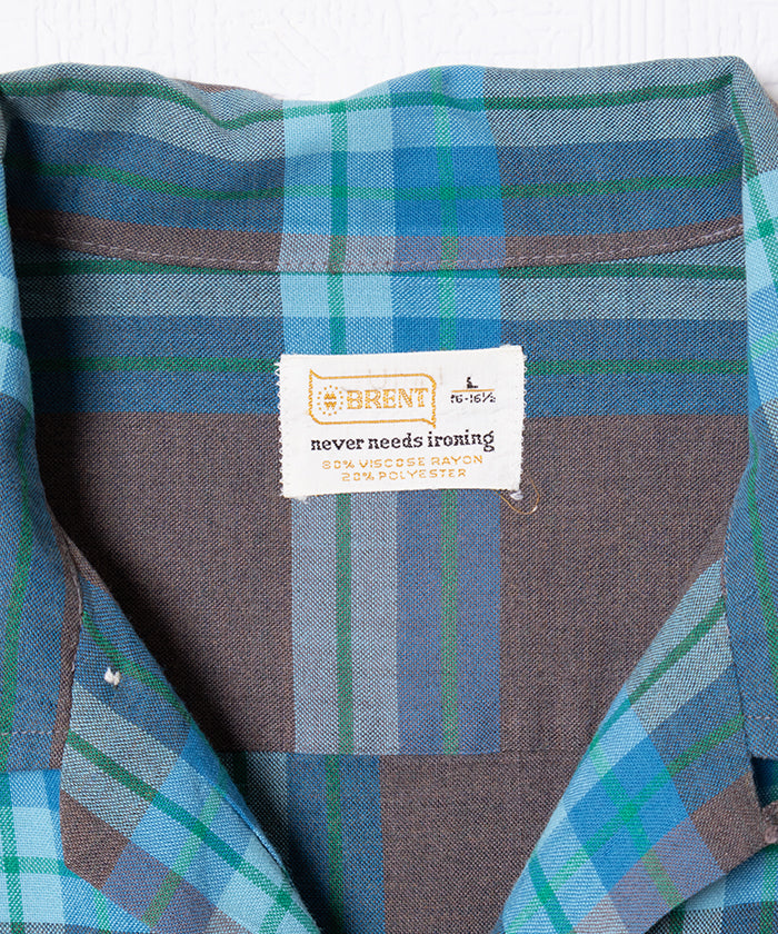 1960-70's BRENT OPEN COLLAR SHIRT VISCOSE RAYON