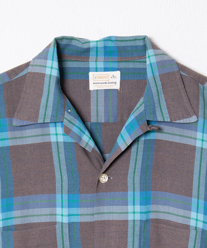 1960-70's BRENT OPEN COLLAR SHIRT VISCOSE RAYON