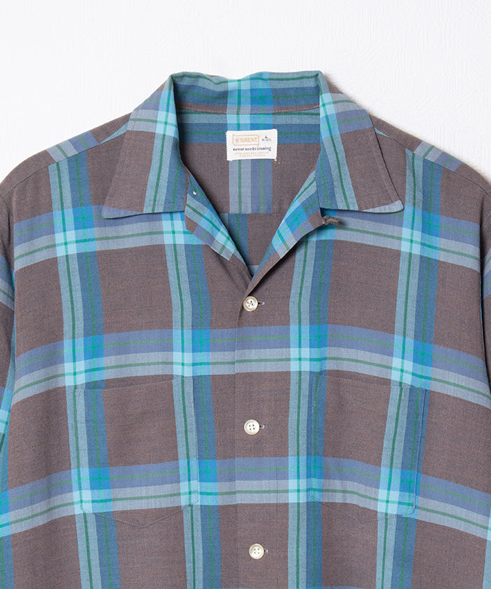 1960-70's BRENT OPEN COLLAR SHIRT VISCOSE RAYON