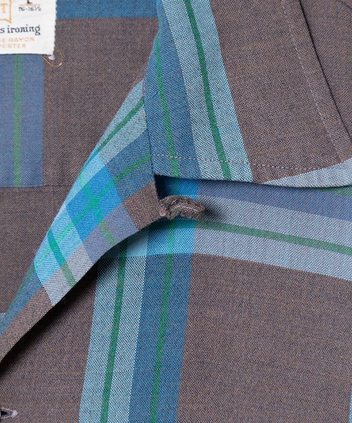 1960-70's BRENT OPEN COLLAR SHIRT VISCOSE RAYON