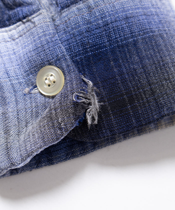 1960's TOWNCRAFT OMBRE CHECK OPEN COLLAR SHIRT RAYON