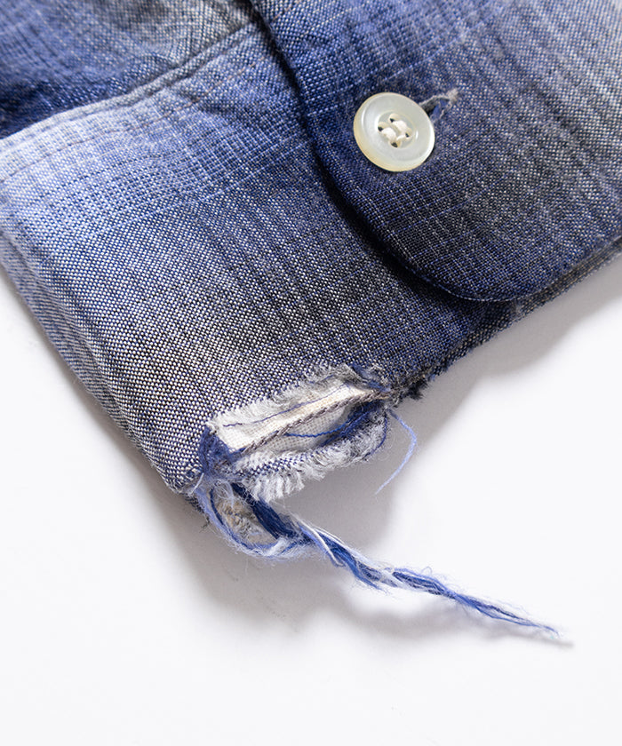 1960's TOWNCRAFT OMBRE CHECK OPEN COLLAR SHIRT RAYON