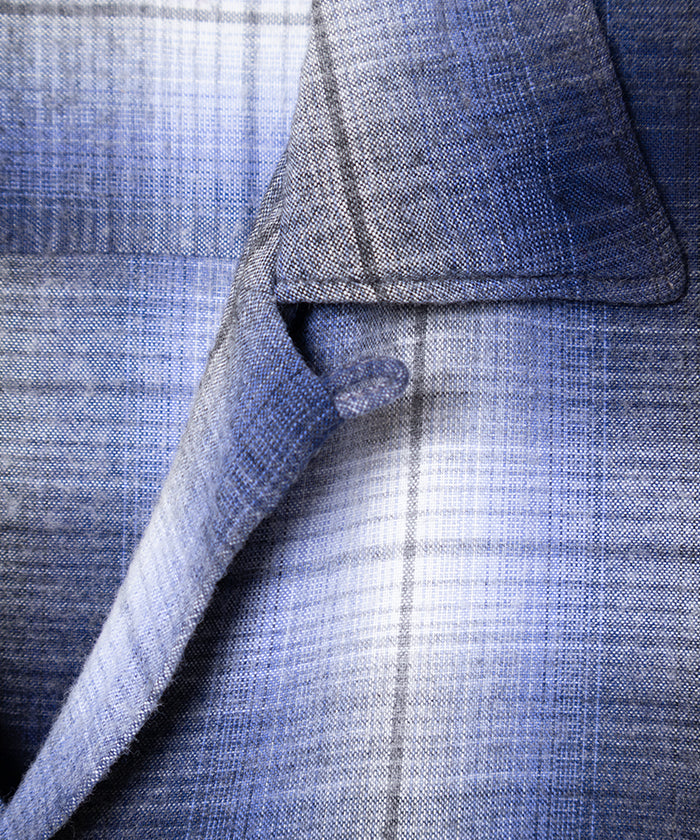 1960's TOWNCRAFT OMBRE CHECK OPEN COLLAR SHIRT RAYON