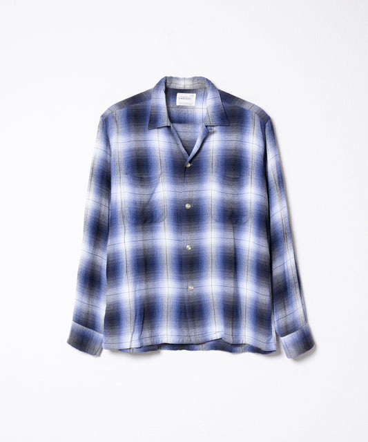 1960's TOWNCRAFT OMBRE CHECK OPEN COLLAR SHIRT RAYON