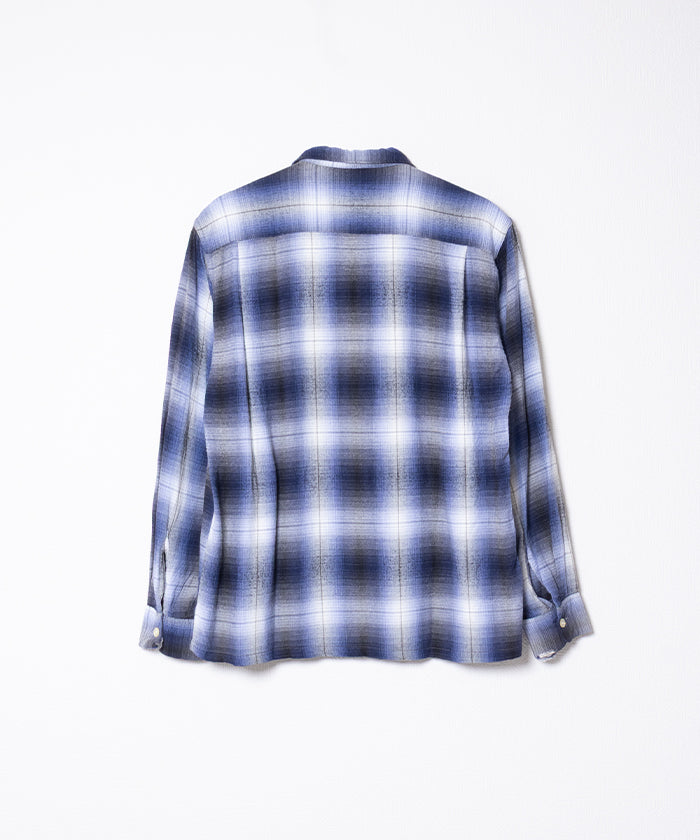 1960's TOWNCRAFT OMBRE CHECK OPEN COLLAR SHIRT RAYON