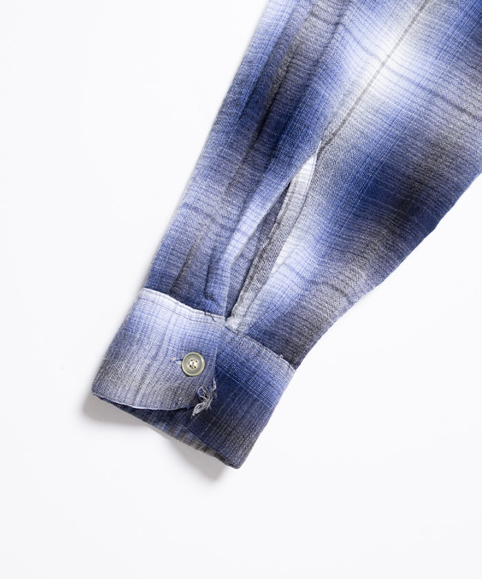 1960's TOWNCRAFT OMBRE CHECK OPEN COLLAR SHIRT RAYON