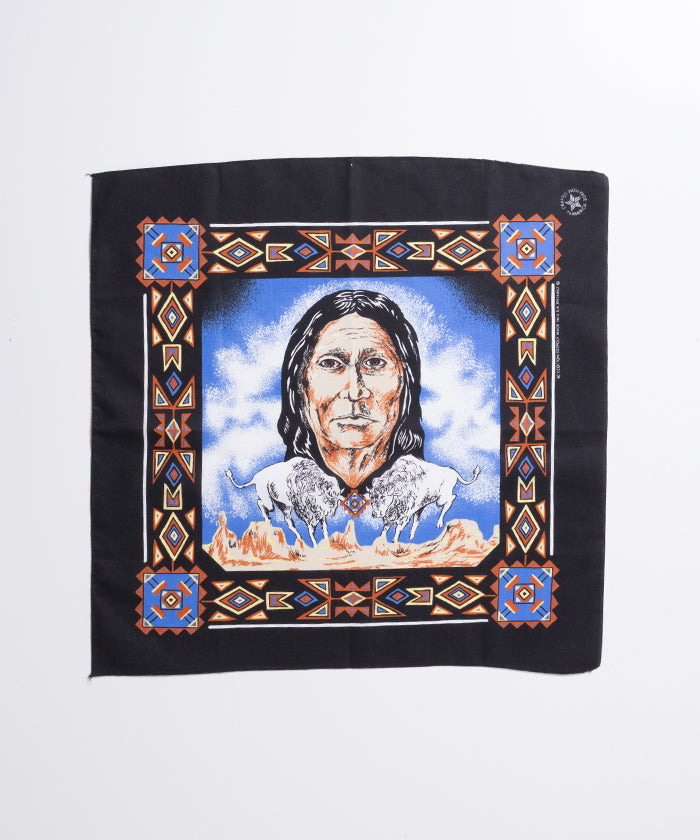 1980’s USA BANDANA RN16463 CHIEF DEADSTOCK / アメリカ製バンダナ ネイティブアメリカン チーフ デッドストック ARZACH KAMAKURA オンラインショップ 通販