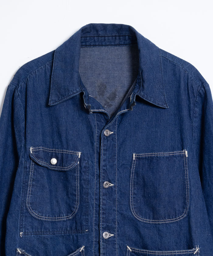 1940~50’s USA DENIM COVERALL / アメリカ 大戦 デニム カバーオール sanforized 1940年代 古着 ヴィンテージ ビンテージ デニムジャケット 大きいサイズ 通販 オンラインショップ 