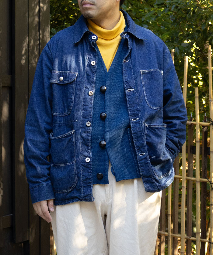 1940~50’s USA DENIM COVERALL / アメリカ 大戦 デニム カバーオール sanforized 1940年代 古着 ヴィンテージ ビンテージ デニムジャケット 大きいサイズ 通販 オンラインショップ 月桂樹ボタン