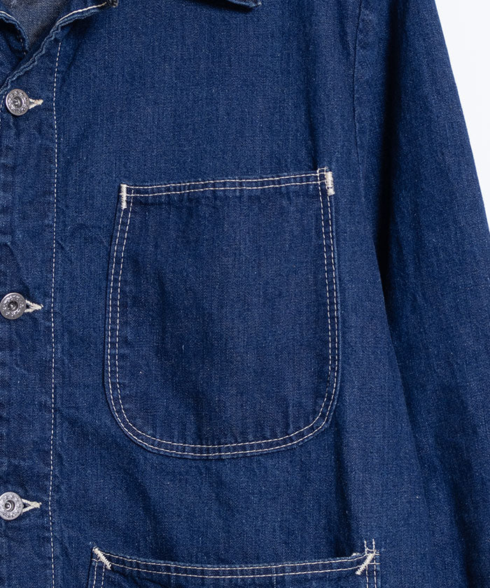 1940~50’s USA DENIM COVERALL / アメリカ 大戦 デニム カバーオール sanforized 1940年代 古着 ヴィンテージ ビンテージ デニムジャケット 大きいサイズ 通販 オンラインショップ 月桂樹ボタン