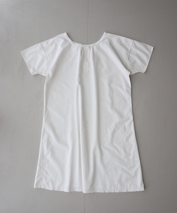 FRENCH ANTIQUE COTTON SHORT SLEEVE NIGHTDRESS - A'r139 Kamakura