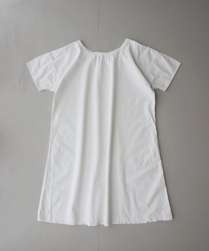 FRENCH ANTIQUE COTTON SHORT SLEEVE NIGHTDRESS - A'r139 Kamakura