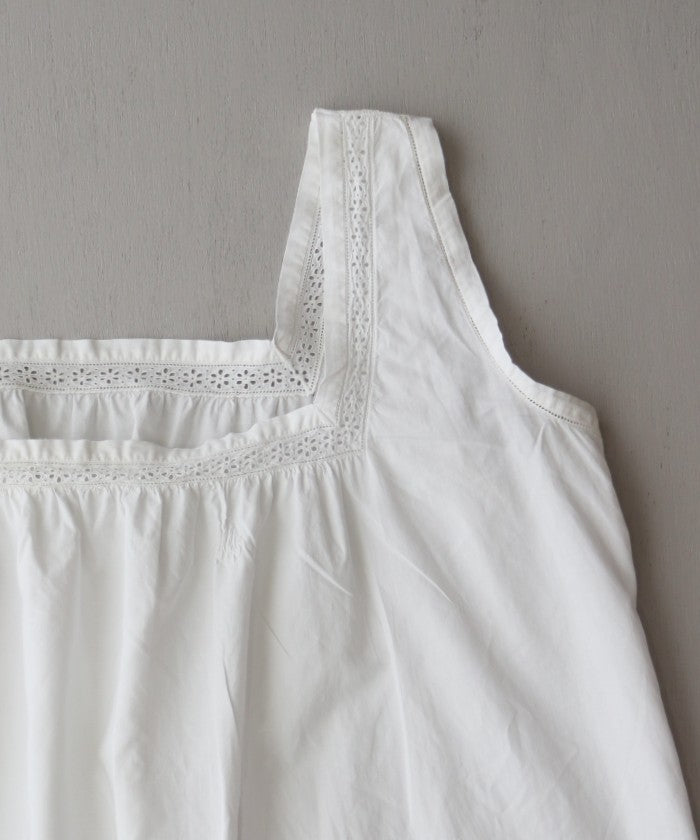 FRENCH ANTIQUE COTTON CAMISOLE NIGHTDRESS - A'r139 Kamakura