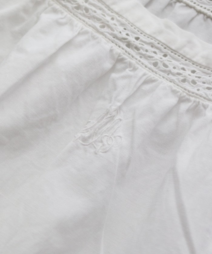 FRENCH ANTIQUE COTTON CAMISOLE NIGHTDRESS - A'r139 Kamakura