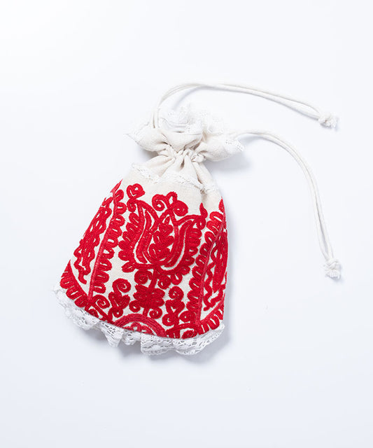 ANTIQUE EMBROIDERY DRAWSTRING BAG / アンティーク トランシルヴァニア刺繍 巾着バッグ 東欧 刺繍 イーラーソトク　 バッグ かばん カバン 通販 オンラインショップ