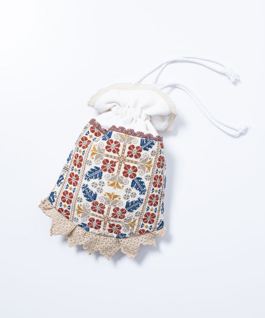 ANTIQUE EMBROIDERY DRAWSTRING BAG / アンティーク トランシルヴァニア刺繍 巾着バッグ 通販 オンラインショップ 刺繍 カバン デッドストック 通販 オンラインショップ プレゼント