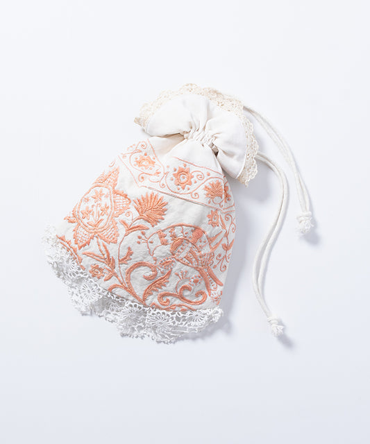 ANTIQUE EMBROIDERY DRAWSTRING BAG / アンティーク トランシルヴァニア トランシルバニア 刺繍 バッグ 巾着バッグ オンラインショップ 通販