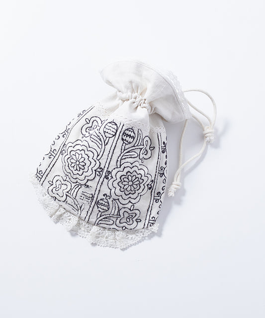 ANTIQUE EMBROIDERY DRAWSTRING BAG / アンティーク トランシルヴァニア トランシルバニア 刺繍 バッグ 巾着バッグ  神奈川 鎌倉 オンラインショップ 通販