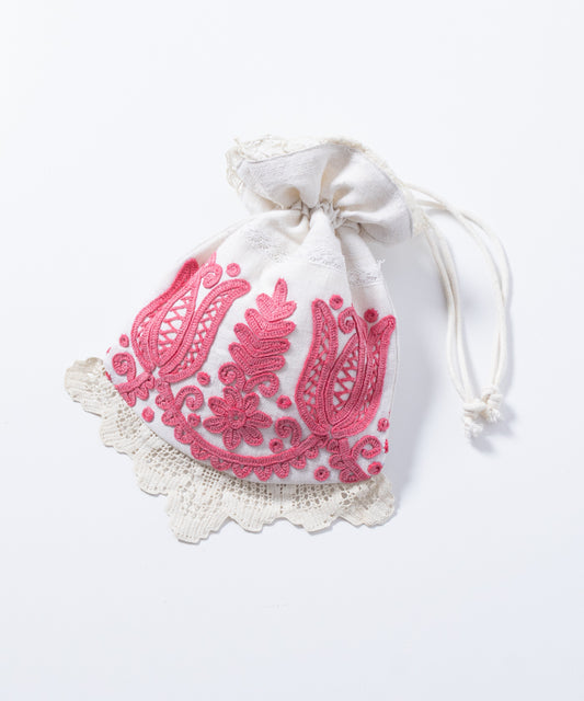 ANTIQUE EMBROIDERY DRAWSTRING BAG / アンティーク トランシルヴァニア トランシルバニア 刺繍 バッグ 巾着バッグ  神奈川 鎌倉 オンラインショップ 通販