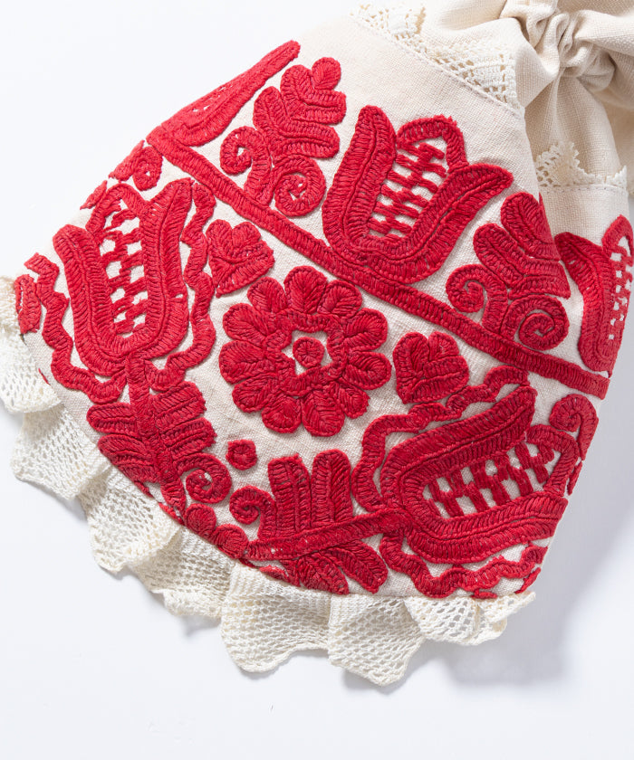 ANTIQUE EMBROIDERY DRAWSTRING BAG / アンティーク トランシルヴァニア トランシルバニア 刺繍 バッグ 巾着バッグ  神奈川 鎌倉 オンラインショップ 通販