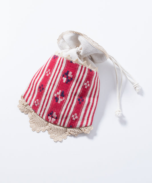 ANTIQUE EMBROIDERY DRAWSTRING BAG / アンティーク トランシルヴァニア トランシルバニア 刺繍 バッグ 巾着バッグ  神奈川 鎌倉 オンラインショップ 通販