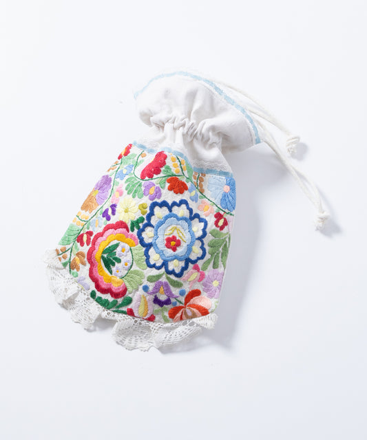 ANTIQUE EMBROIDERY DRAWSTRING BAG / アンティーク トランシルヴァニア トランシルバニア 刺繍 バッグ 巾着バッグ  神奈川 鎌倉 オンラインショップ 通販