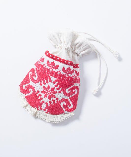 ANTIQUE EMBROIDERY DRAWSTRING BAG / アンティーク トランシルヴァニア トランシルバニア 刺繍 バッグ 巾着バッグ オンラインショップ 通販