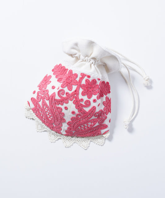 ANTIQUE EMBROIDERY DRAWSTRING BAG / アンティーク トランシルヴァニア トランシルバニア 刺繍 バッグ 巾着バッグ  神奈川 鎌倉 オンラインショップ 通販