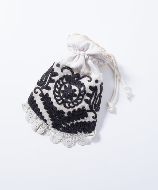 ANTIQUE EMBROIDERY DRAWSTRING BAG / アンティーク トランシルヴァニア トランシルバニア 刺繍 バッグ 巾着バッグ  神奈川 鎌倉 オンラインショップ 通販