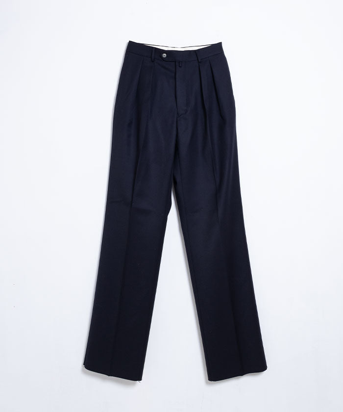 【NEAT】BACK SATIN GABARDINE WIDE TYPE 1 ‐ NAVY / ニート バックサテンギャバジン ワイド タイプ1 ウールスラックス 2024AW 正規取扱店 オンラインショップ 通販