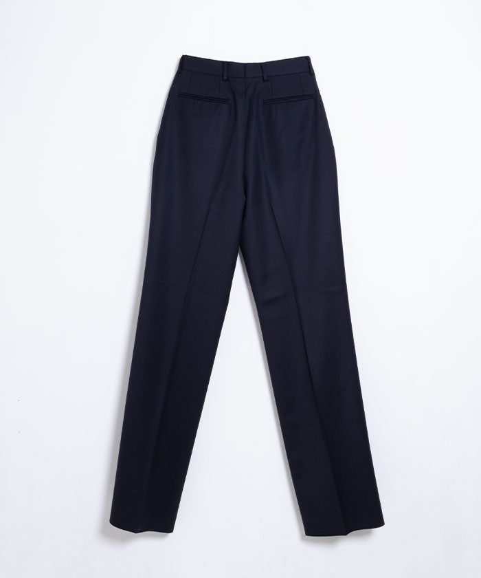 【NEAT】BACK SATIN GABARDINE WIDE TYPE 1 ‐ NAVY / ニート バックサテンギャバジン ワイド タイプ1 ウールスラックス 2024AW 正規取扱店 オンラインショップ 通販