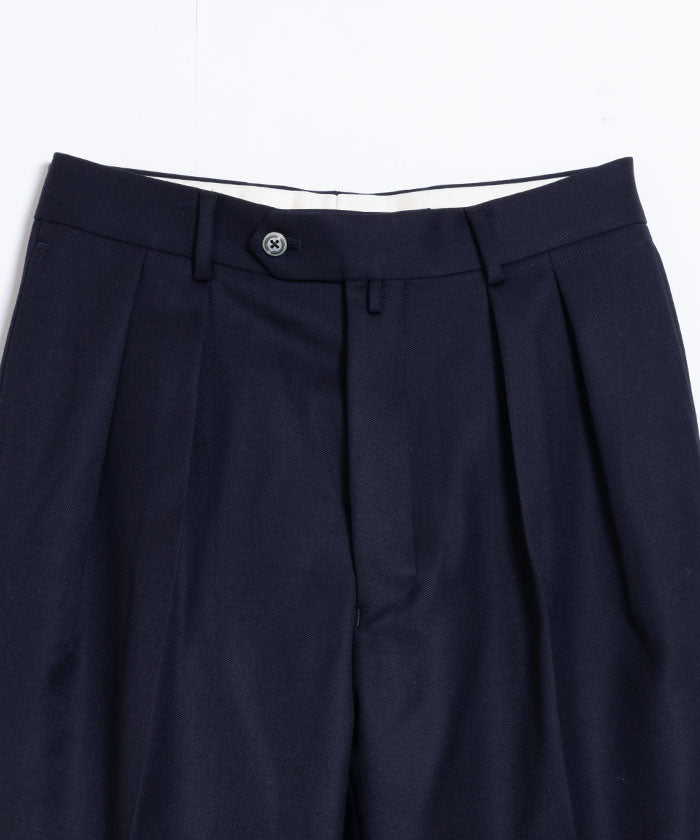【NEAT】BACK SATIN GABARDINE WIDE TYPE 1 ‐ NAVY / ニート バックサテンギャバジン ワイド タイプ1 ウールスラックス 2024AW 正規取扱店 オンラインショップ 通販