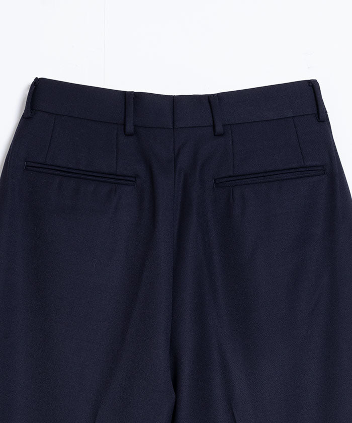 【NEAT】BACK SATIN GABARDINE WIDE TYPE 1 ‐ NAVY / ニート バックサテンギャバジン ワイド タイプ1 ウールスラックス 2024AW 正規取扱店 オンラインショップ 通販